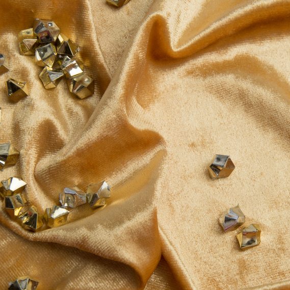 Ткань Бархат стрейч однотонный Li, ткань костюмная, плательная бархатная, велюр жовтий пісок, фото 3 Ткань Бархат стрейч однотонный Li, ткань костюмная, плательная бархатная, велюр жовтий пісок, фото 3