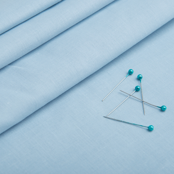 Тканина батист однотонна натуральна бавовна, 140 см, 74 гр/м2, для сорочок, суконь, дитячого одягу, легка, дихаюча V-17 блакитний, фото 3