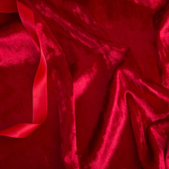 Ткань Бархат стрейч однотонный Li, ткань костюмная, плательная бархатная, велюр червоний, фото 3