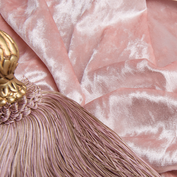 Тканина Оксамит стрейч однотонний Li, тканина костюмна, платтяна оксамитова, велюр св/пудра, фото 3