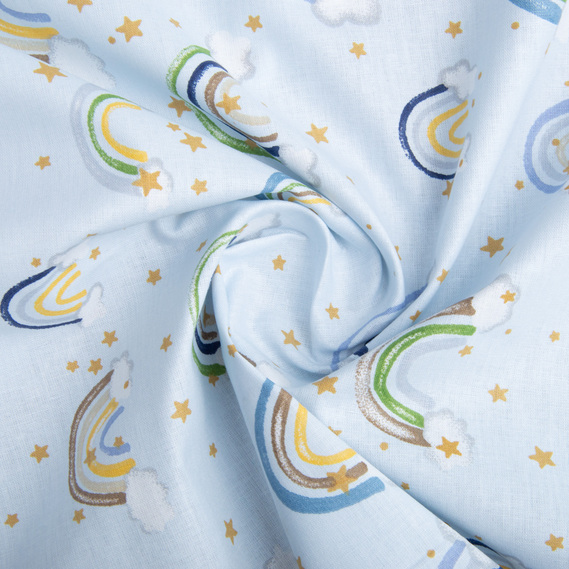 Тканина бязь ранфорс для постільної білизни 2,4 м V-23681/7 веселка блакитна, фото 1