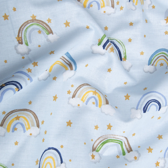 Тканина бязь ранфорс для постільної білизни 2,4 м V-23681/7 веселка блакитна, фото 2