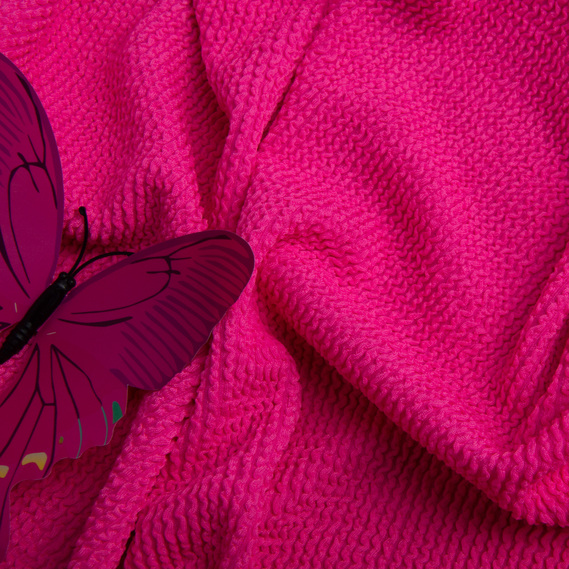 Тканина триктаж Біфлекс фактурний гофрований жатка яскраво рожевий, фото 3