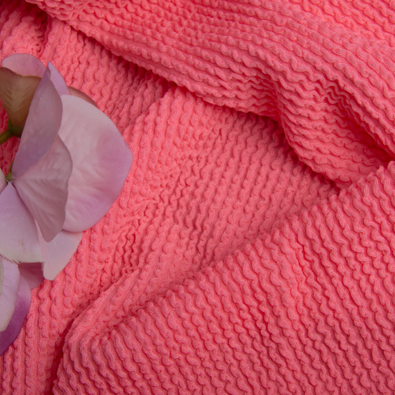 Тканина триктаж Біфлекс фактурний гофрований жатка фламінго, фото 3