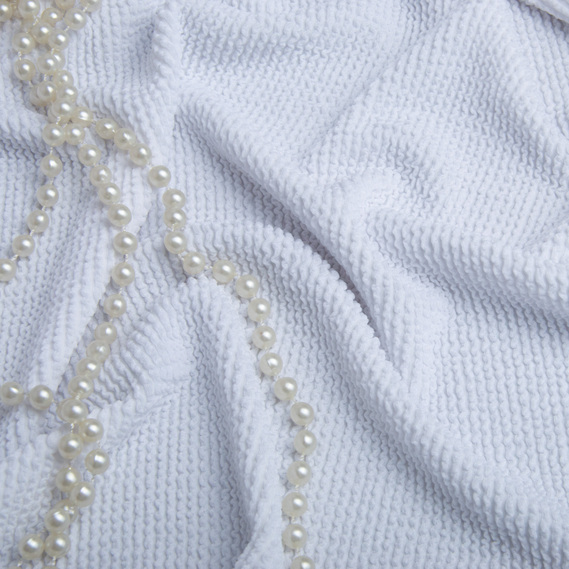 Ткань трикотаж Бифлекс фактурный гофрированный жатка білий, фото 3