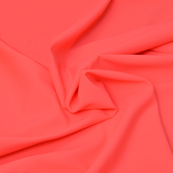 Ткань трикотаж Біфлекс матовий 194 гр/м2, еластична для купальників, леггінсов, спортивного одягу неон світлий корал, фото 1