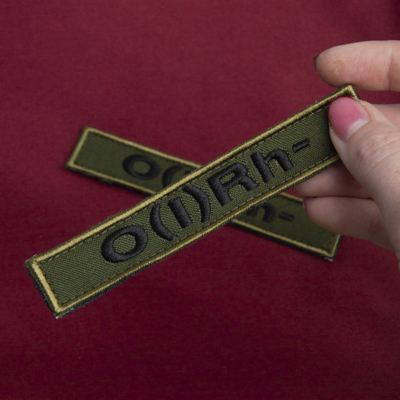 Шеврон  на липучке Группа крови первая минус 2,5х10 см, фото 3