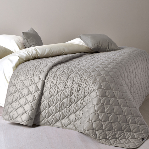 Покрывало на кровать Стиль Cube 210х240 см IDEIA двухстороннее, прочная стежка ткани, антиаллергенное волоконо сірий/квіти, фото 4