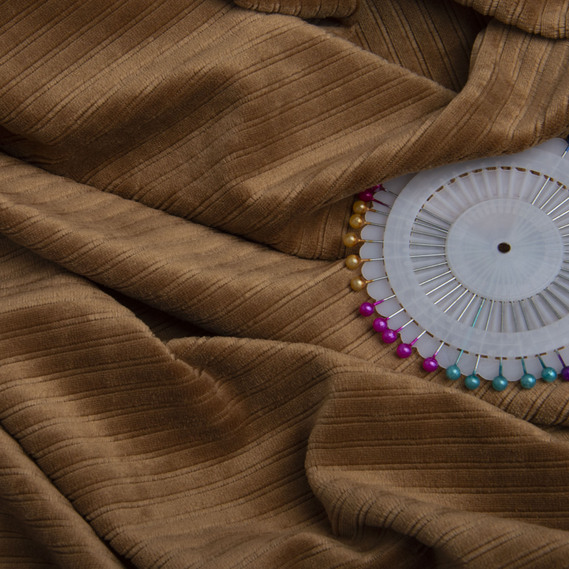 Ткань ВЕЛЮР Полоса однотонный кемел, фото 3