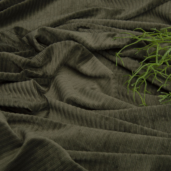 Fabric VELOR Stripe plain хакі, фото 3