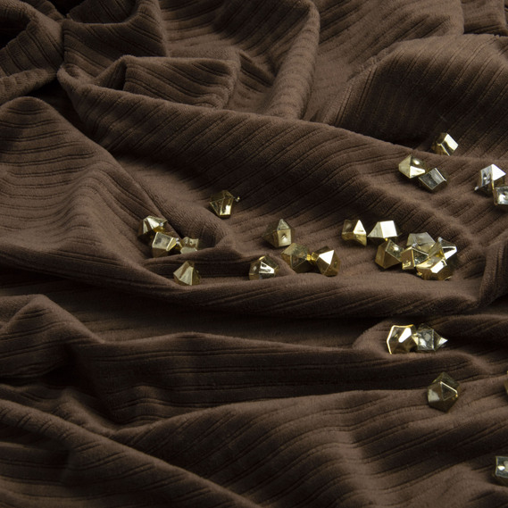 Тканина ВЕЛЮР Смуги однотонний коричнева, фото 3