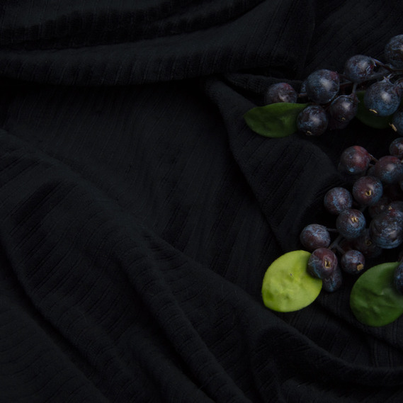 Fabric VELOR Stripe plain чорний, фото 3