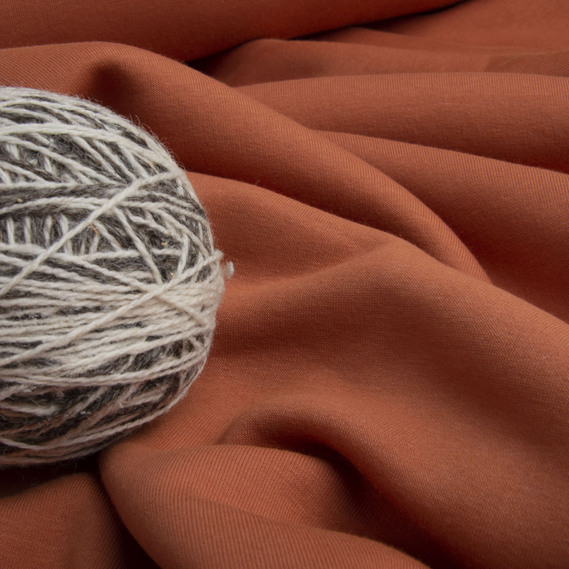 Ткань трикотаж трехнитка на флисе кориця, фото 3