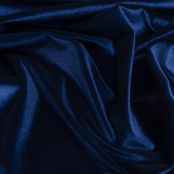 Тканина Велюр стрейч однотонний, тканина костюмна, платтяна оксамитова, оксамит синій, фото 2