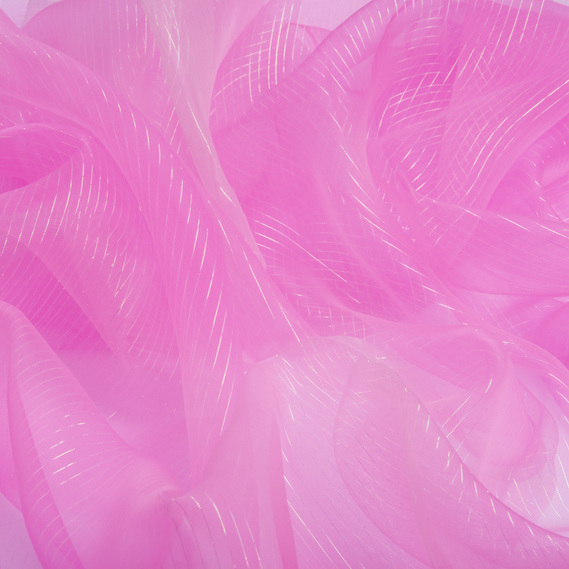 Тканина органза хамелеон смуги яскраво рожева, фото 2