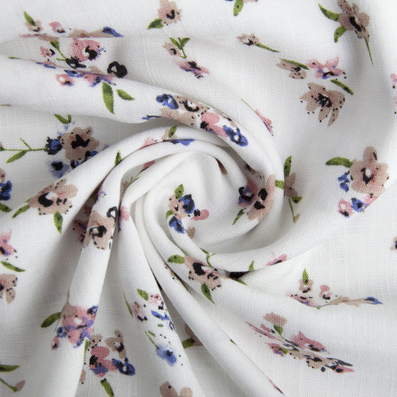 Льон принт V-157/1 букетик білий, фото 1