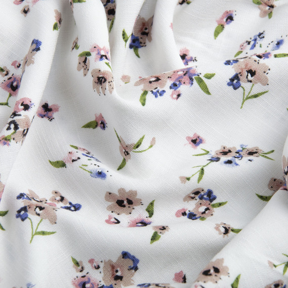 Льон принт V-157/1 букетик білий, фото 2