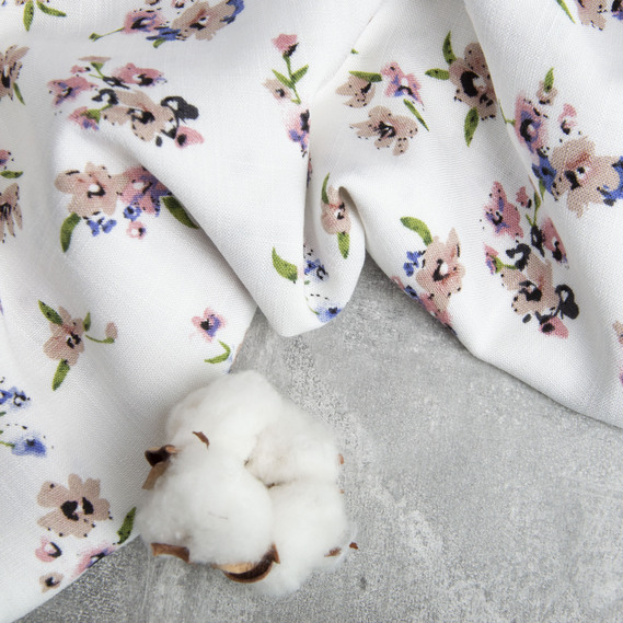 Льон принт V-157/1 букетик білий, фото 3