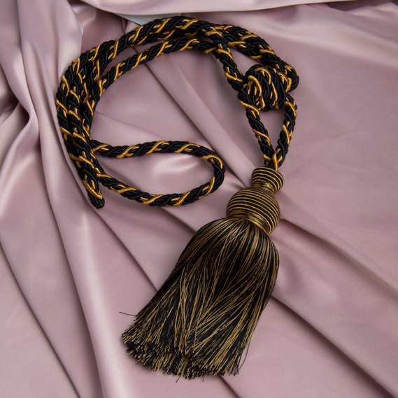 Подхват кисть для штор Liza V-K-128 чорно золоті, фото 1 Подхват кисть для штор Liza V-K-128 чорно золоті, фото 1