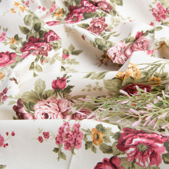 Тканина декоративна Фаіна бавовна з водовідштовхувальним просоченням для скатертин, штор, декору V-3 яскраво рожева, фото 3