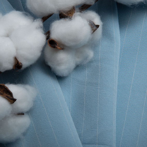 Тканина костюмна набивна Смужка блакитна, фото 3