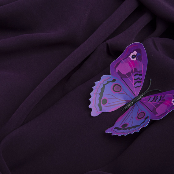 Тканина костюмна Barbie креп, 145 см, 228 гр/м2, для одягу, плаття, костюмів, спідниць баклажан, фото 3