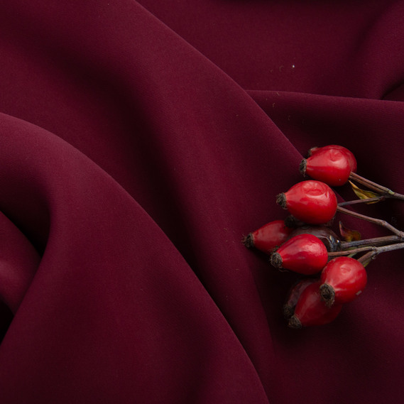 Ткань костюмная Barbie креп, 145 см, 228 гр/м2, для одежды, платьев, костюмов, юбок бордо, фото 3