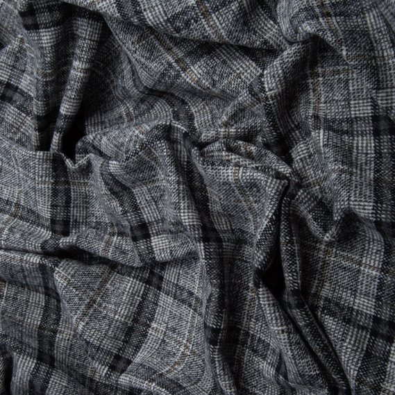 Тканина костюмна Клітина сіро чорна, фото 2