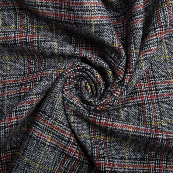 Тканина костюмна Клітина сіро червона, фото 1