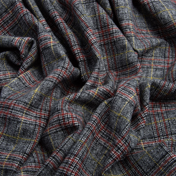 Тканина костюмна Клітина сіро червона, фото 2