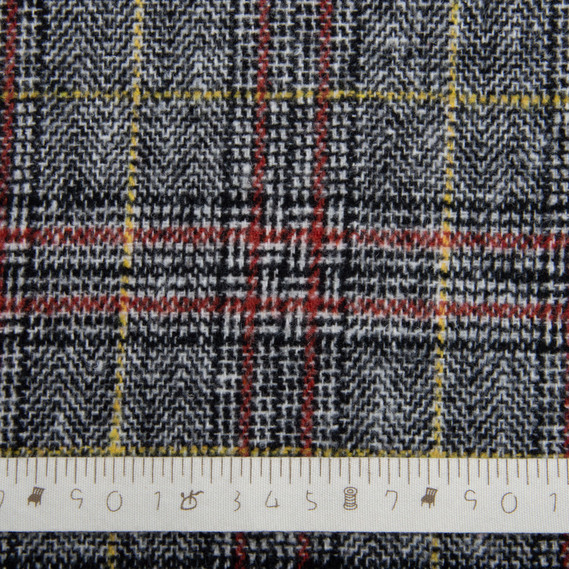 Тканина костюмна Клітина сіро червона, фото 4