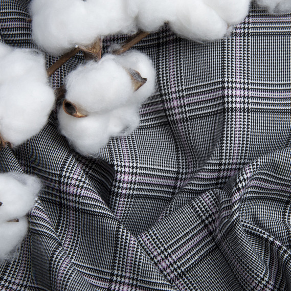 Тканина костюмна Клітина, 150 см, 275 г/м², Клітка, Шотландка, костюмка чорно рожева, фото 3