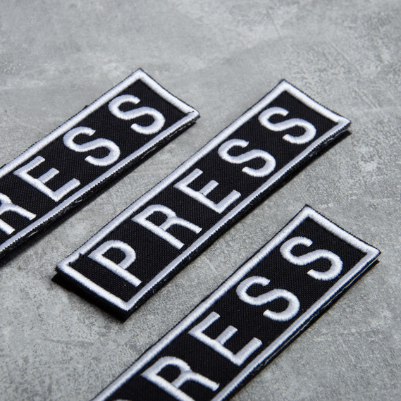 Шеврон нашивка на липучке для журналистов PRESS ПРЕССА, вышитый патч 2,5х11,5 см, фото 3