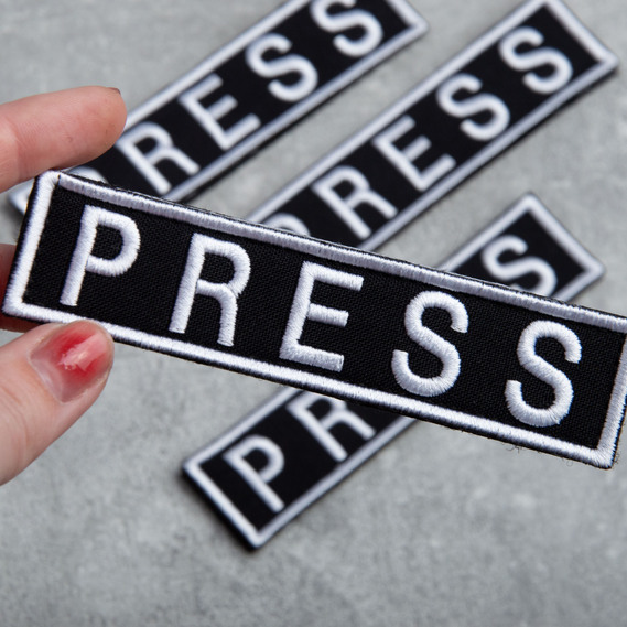 Шеврон нашивка на липучке для журналистов PRESS ПРЕССА, вышитый патч 2,5х11,5 см, фото 4