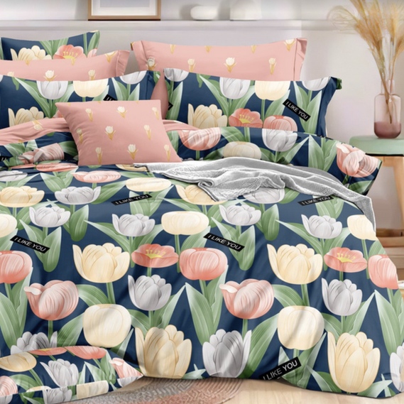 Тканина бавовна сатин для постільної білизни, натуральна тканина, постільна білизна 120 гр/м2 S-225A тюльпани, фото 1