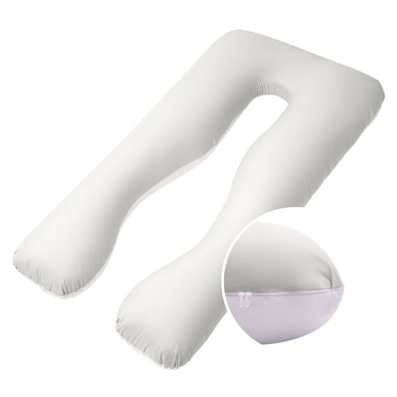 Pillowcase for U-shaped pillow140х75х20 cm св.сіра/біла, фото 1