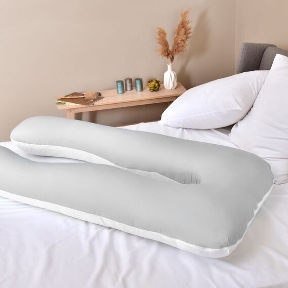 Pillowcase for U-shaped pillow140х75х20 cm св.сіра/біла, фото 4
