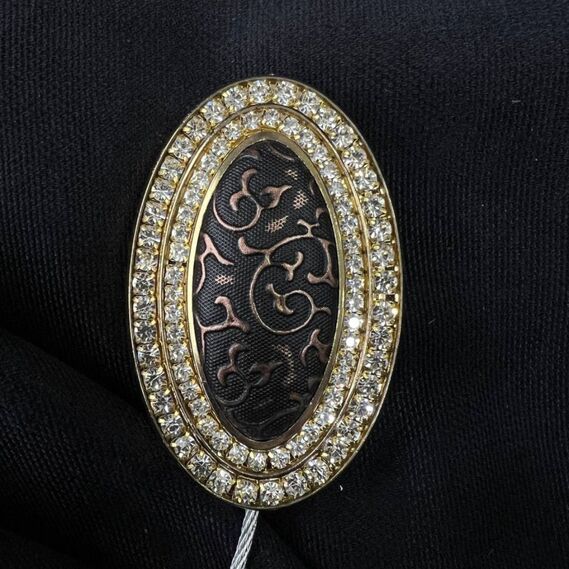 Магнит подхват для штор на тросе V-C-17 овал вензель золото корич, фото 2 Магнит подхват для штор на тросе V-C-17 овал вензель золото корич, фото 2