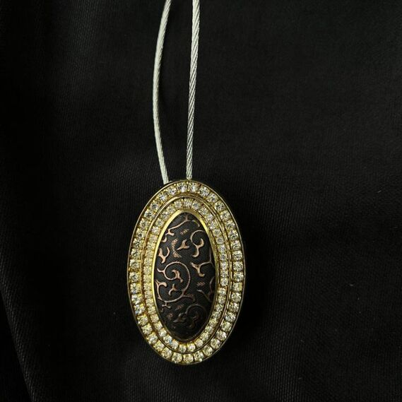 Магнит подхват для штор на тросе V-C-17 овал вензель золото корич, фото 3 Магнит подхват для штор на тросе V-C-17 овал вензель золото корич, фото 3