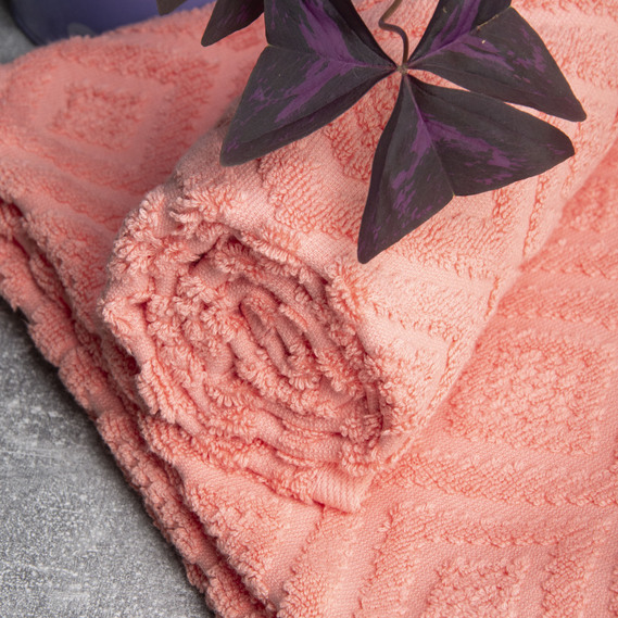 Полотенце махровое хлопок Луиза TM IDEIA 50х90 см персик, фото 2