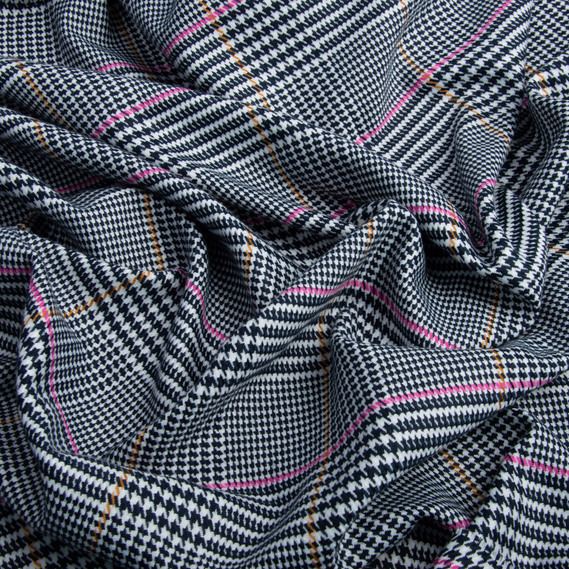 Ткань костюмная Клетка пл 238 гр/м2 V-110/1 смуга рожева, фото 2