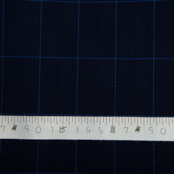Тканина костюмна Клітина темно синя, фото 4
