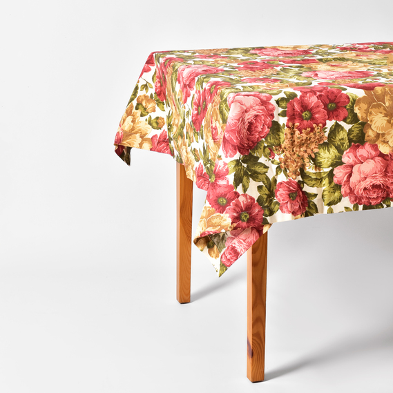 Скатертина з водовідштовхувальним просоченням IDEIA 140х170 см бавовна півонія v-05 бордо, фото 1