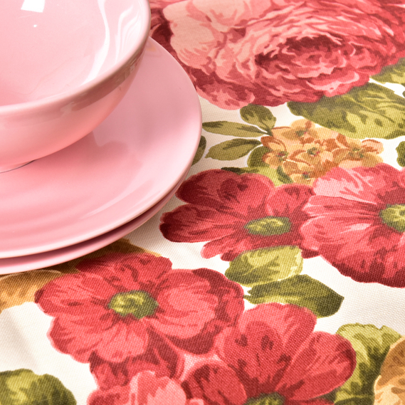 Скатертина з водовідштовхувальним просоченням IDEIA 140х170 см бавовна півонія v-05 бордо, фото 4