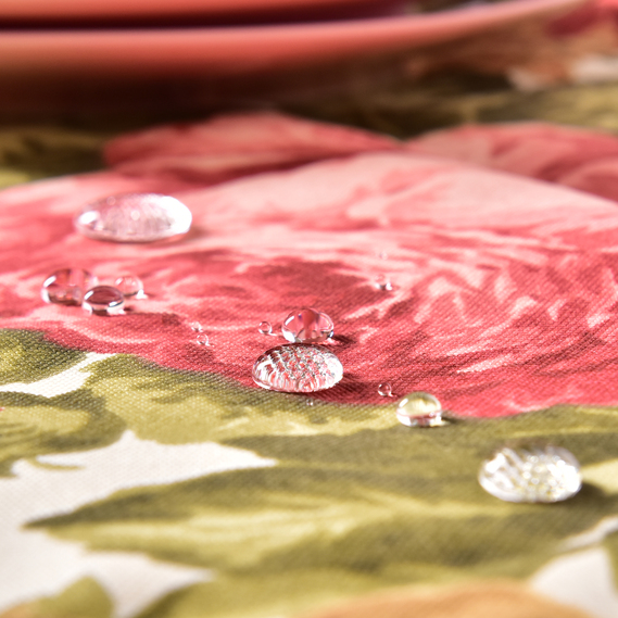 Скатертина з водовідштовхувальним просоченням IDEIA 140х170 см бавовна півонія v-05 бордо, фото 5