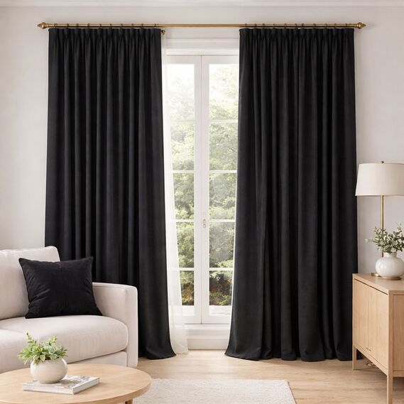 Ткань портьерная Soft Velvet Lux 300 см 445 гр/м2 для штор, подушек, покрывал и декора V-32 чорний, фото 3