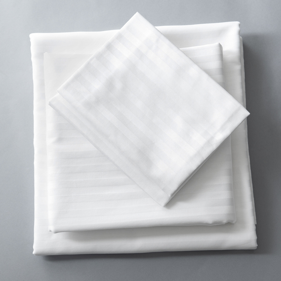 Ткань сатин для постельного белья однотонная, пл 130 гр/м2 210 ТС, хлопок, 240 см біла в смугу, фото 1