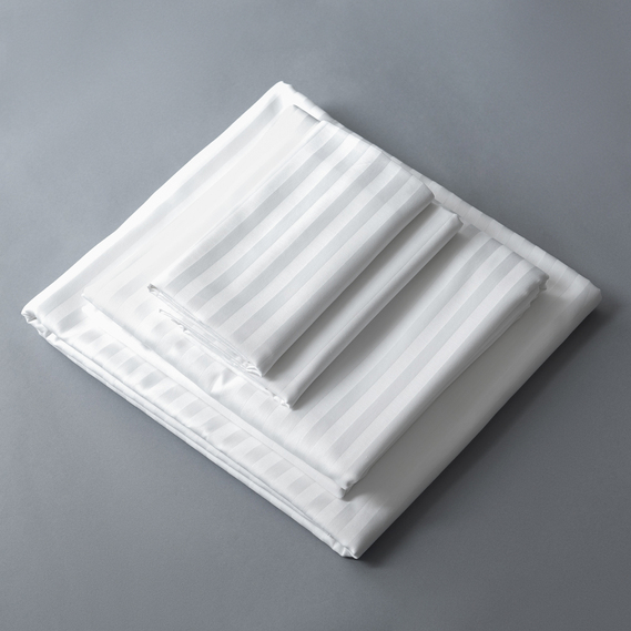 Ткань сатин для постельного белья однотонная, пл 130 гр/м2 210 ТС, хлопок, 240 см біла в смугу, фото 4