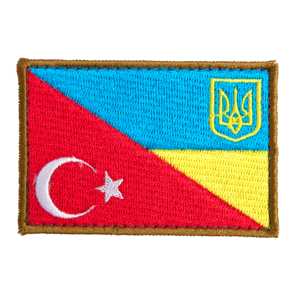 Набор шевронов 2 шт на липучке флаг Украины и Турции, вышитый патч нашивка 5х8 см Турция, фото 1 Набор шевронов 2 шт на липучке флаг Украины и Турции, вышитый патч нашивка 5х8 см Турция, фото 1