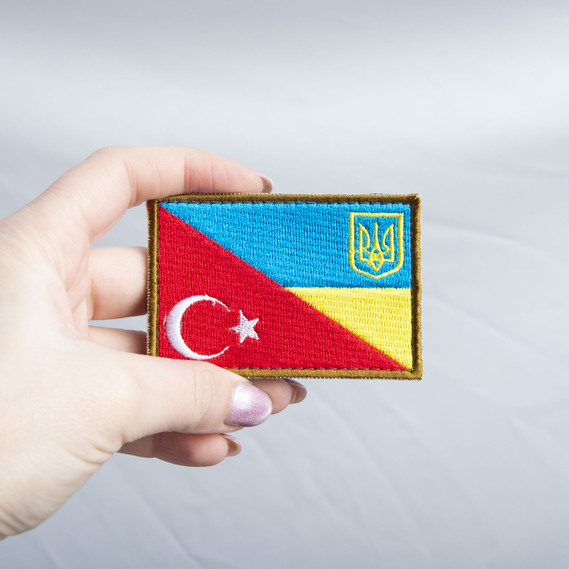 Набор шевронов 2 шт на липучке флаг Украины и Турции, вышитый патч нашивка 5х8 см Турция, фото 4 Набор шевронов 2 шт на липучке флаг Украины и Турции, вышитый патч нашивка 5х8 см Турция, фото 4